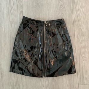Black Vinyl Mini Skirt